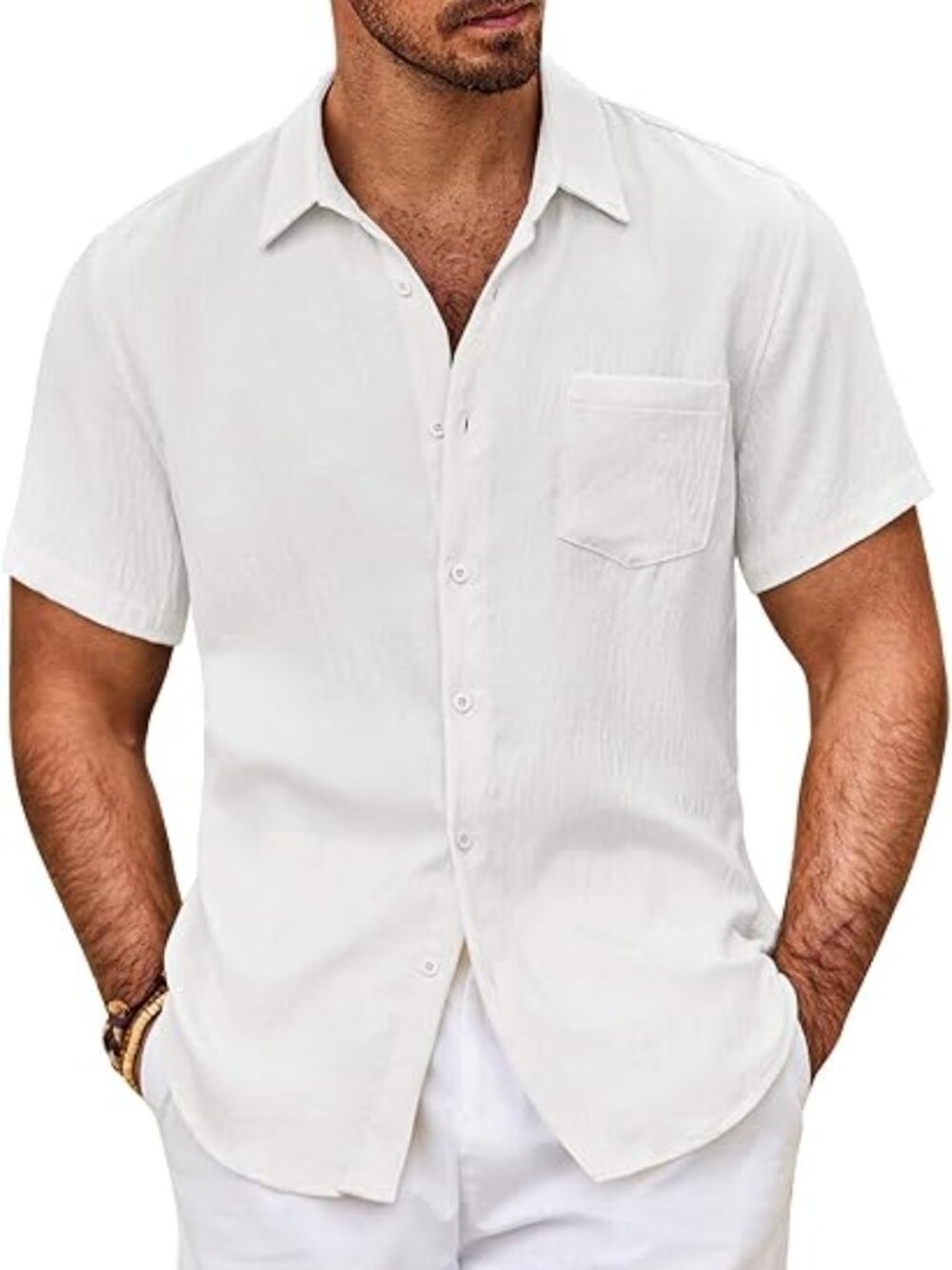 New in Packaging Men's White Button Down Short Sleeve Shirt
